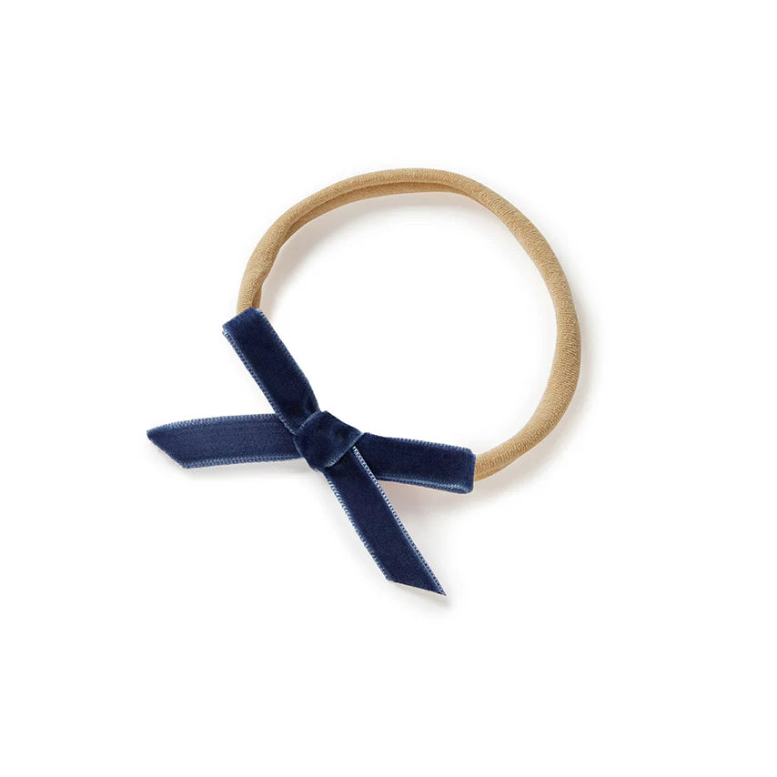 Baby Velvet Bow- Moonlight Blue