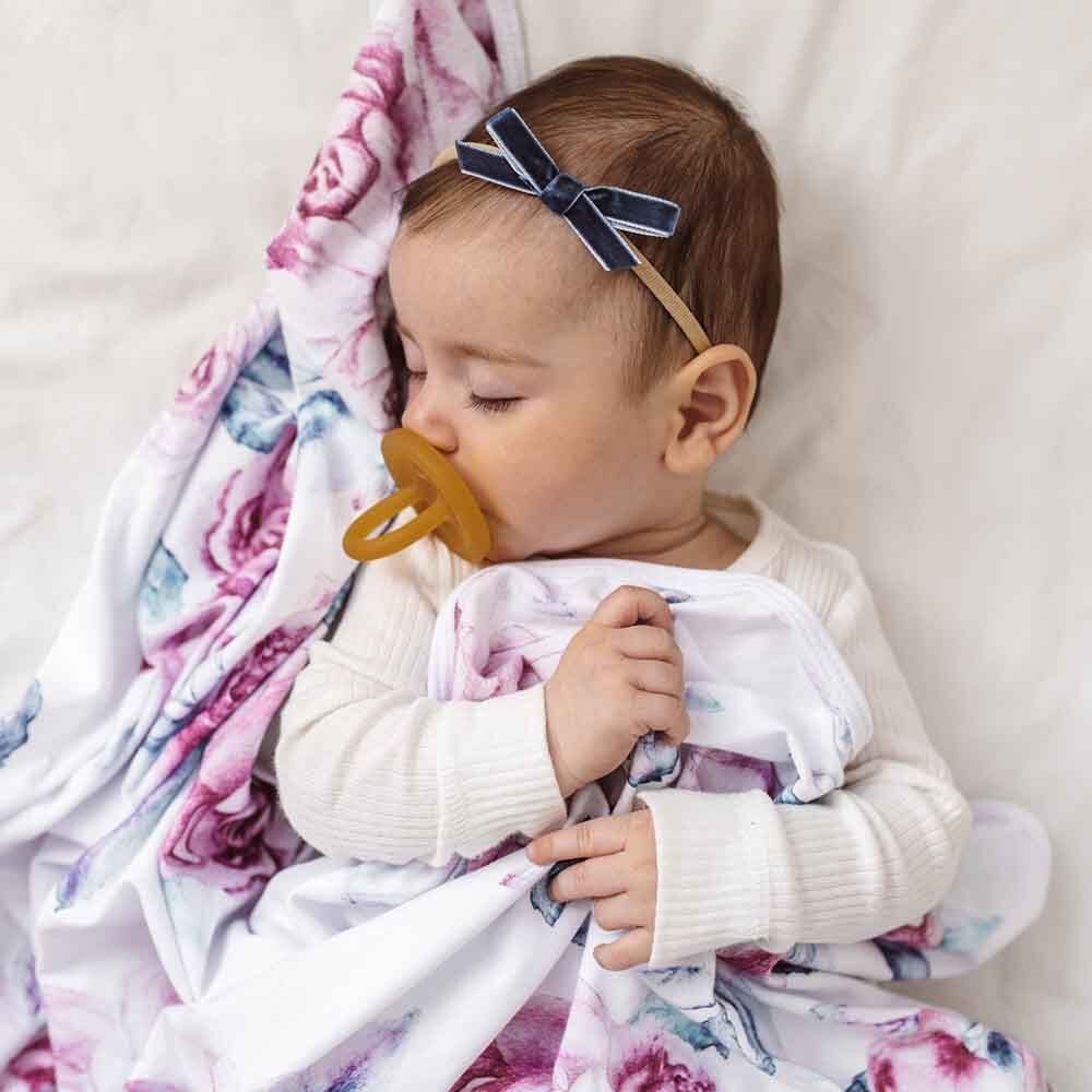 Baby Velvet Bow- Moonlight Blue