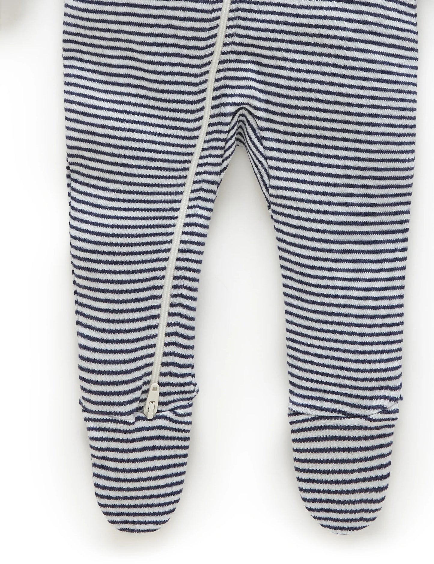 Zip Growsuit- Navy Melange Stripe