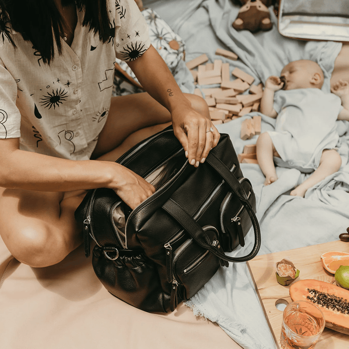 Carry All Nappy Bag - Black Dimple Vegan Leather