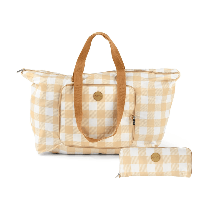 Fold-Up Tote- Beige Gingham