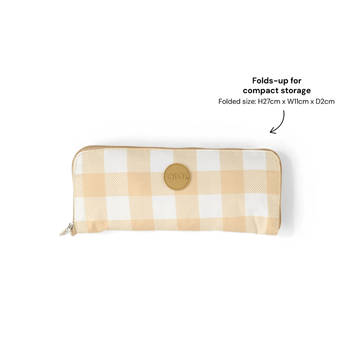 Fold-Up Tote- Beige Gingham