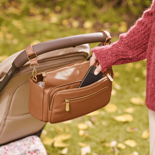 Multitasker Pram Caddy - Chestnut Brown Vegan Leather