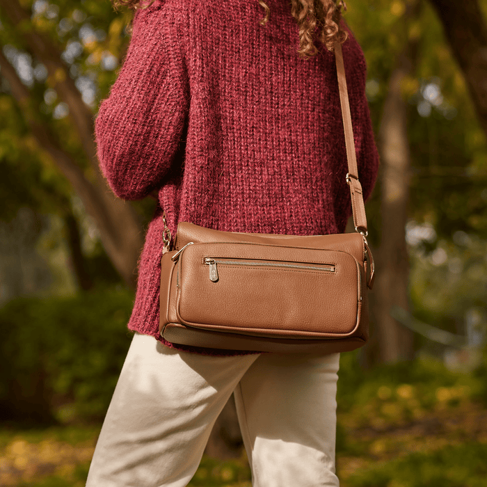 Multitasker Pram Caddy - Chestnut Brown Vegan Leather