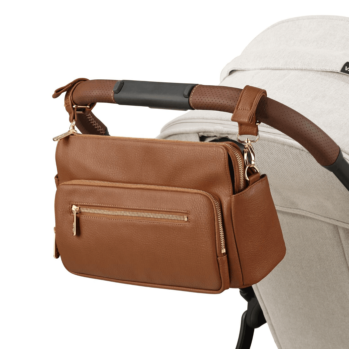 Multitasker Pram Caddy - Chestnut Brown Vegan Leather