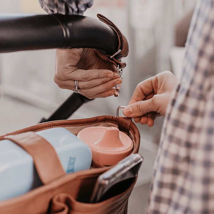 Signature Pram Caddy - Tan Vegan Leather