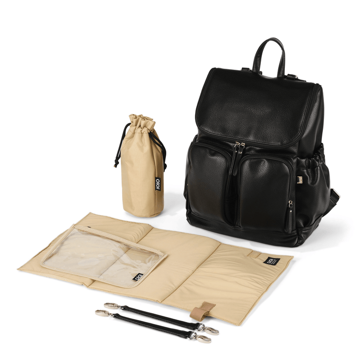 Signature Nappy Backpack - Black Vegan Leather