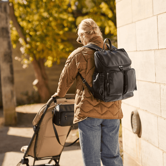 Signature Nappy Backpack - Black Vegan Leather