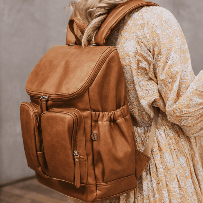 Signature Nappy Backpack - Tan Vegan Leather