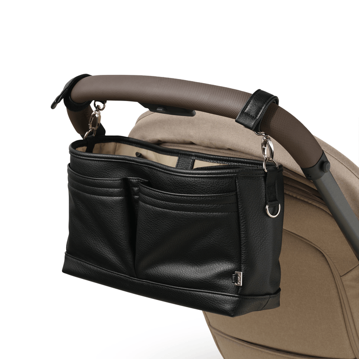 Signature Pram Caddy - Black Dimple Vegan Leather