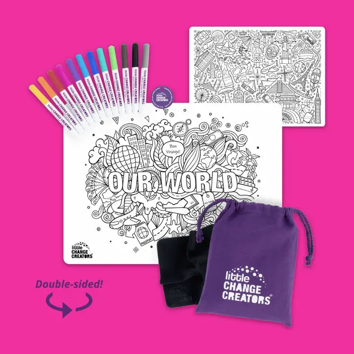 Re-Fun-Able Reusable Colouring + Doodle Mat- Our World