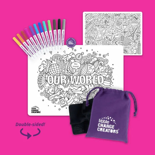 Re-Fun-Able Reusable Colouring + Doodle Mat- Our World