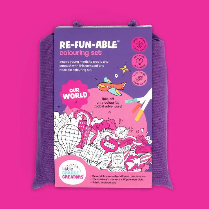 Re-Fun-Able Reusable Colouring + Doodle Mat- Our World