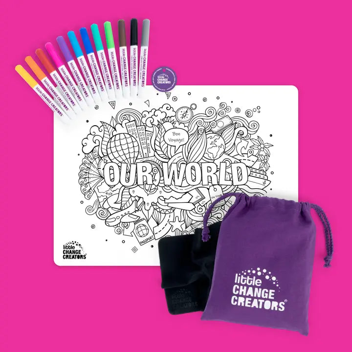 Re-Fun-Able Reusable Colouring + Doodle Mat- Our World