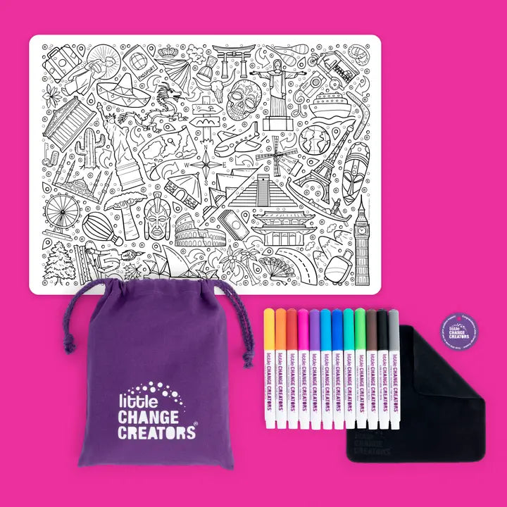 Re-Fun-Able Reusable Colouring + Doodle Mat- Our World