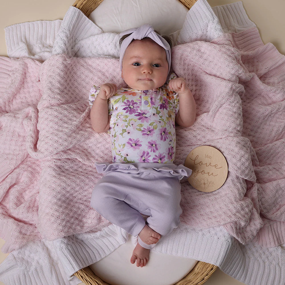 Organic Pants With Frill- Lavender