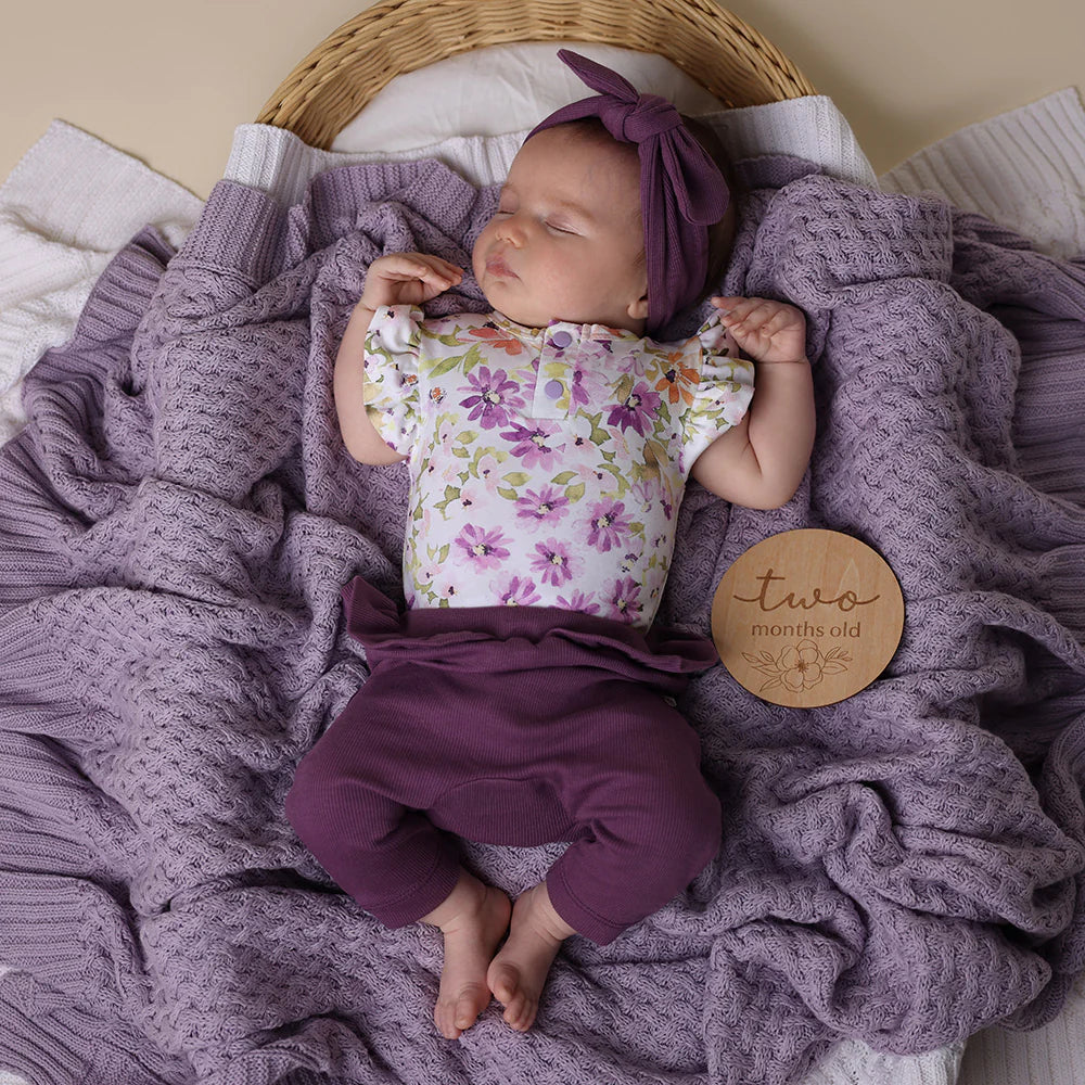 Organic Pants With Frill- Mulberry
