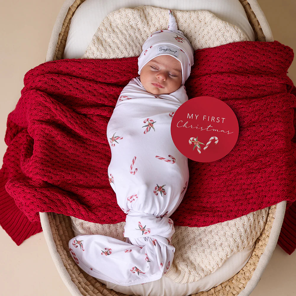 Diamond Knit Organic Baby Blanket- Red