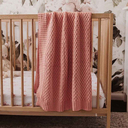 Diamond Knit Organic Baby Blanket- Rosa