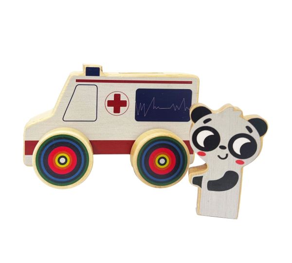 Wooden Mini Wheelie Emergency Vehicles With Animals