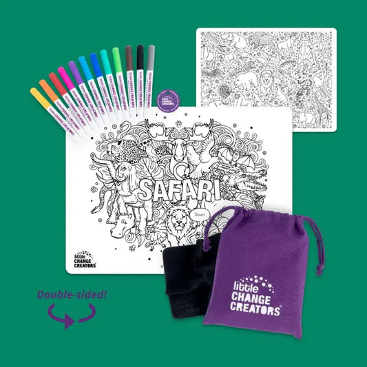 Re-Fun-Able Reusable Colouring + Doodle Mat- Safari