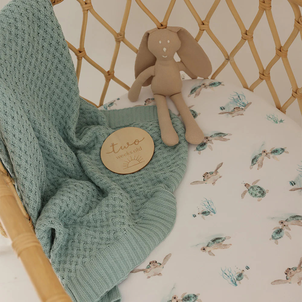 Diamond Knit Organic Baby Blanket- Sage