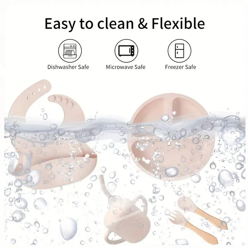6pc Silicone Feeding Set- Blue