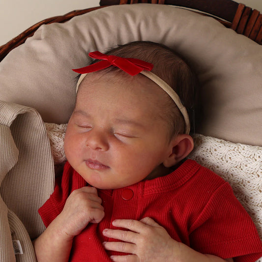 Baby Velvet Bow- Red