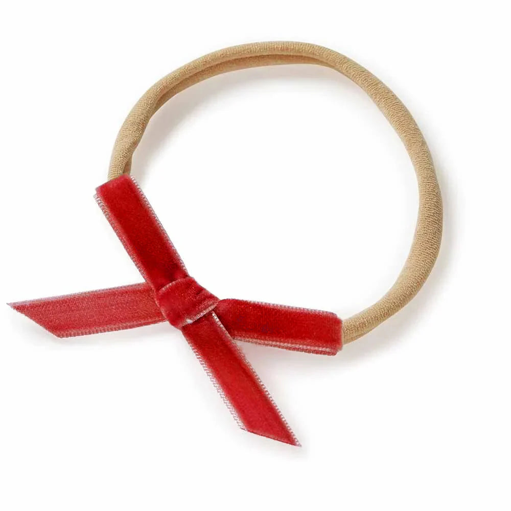 Baby Velvet Bow- Red