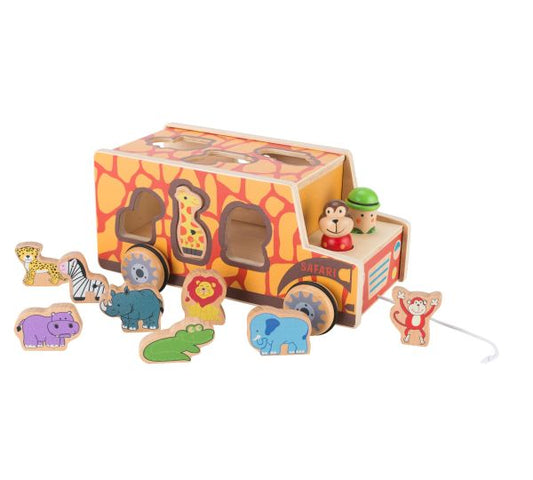 Wooden Pullalong Zoo Truck Shape Sorter