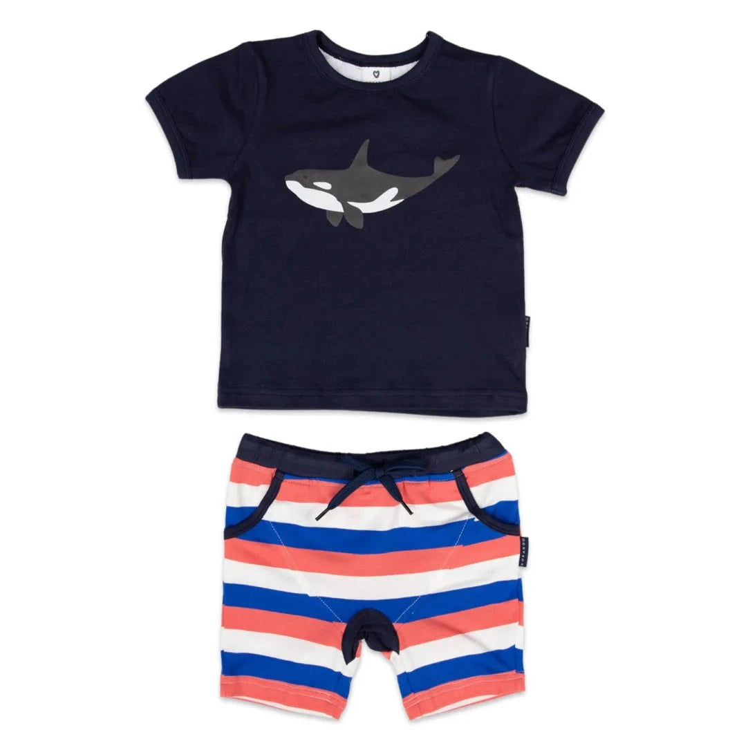 Lounge Top & Short Set- Orca Print Blue