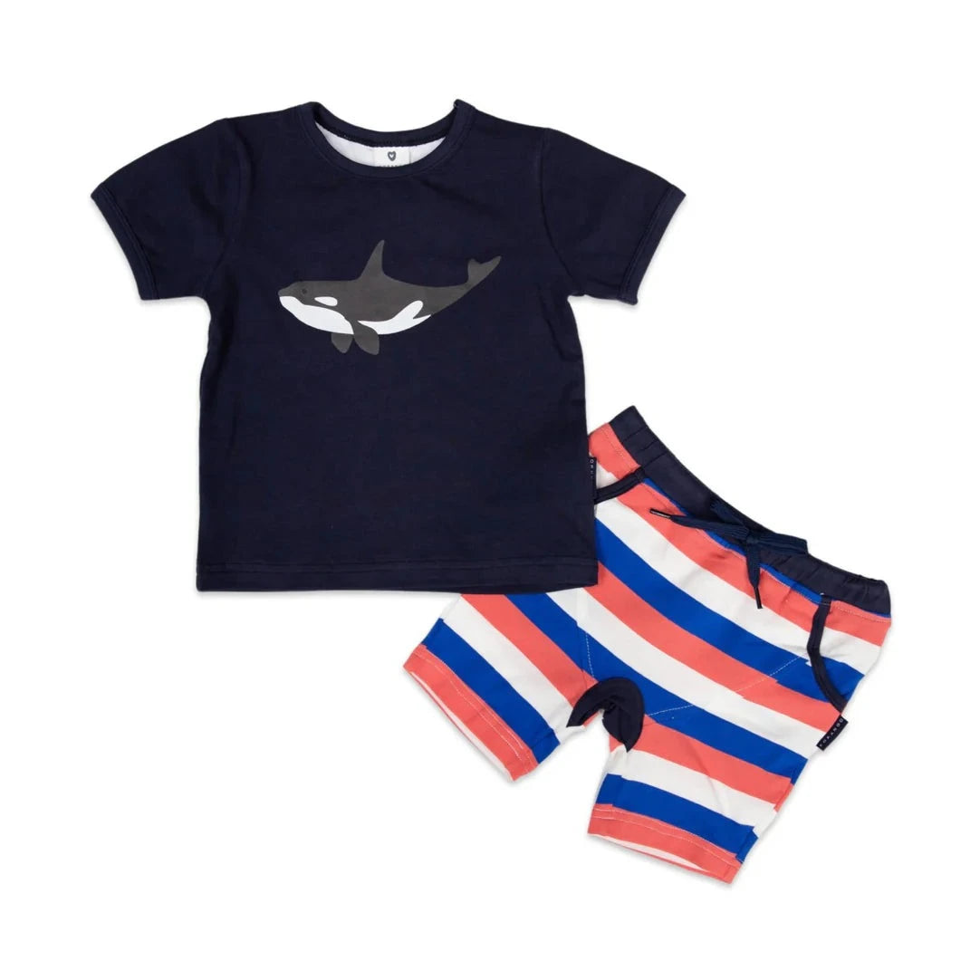 Lounge Top & Short Set- Orca Print Blue