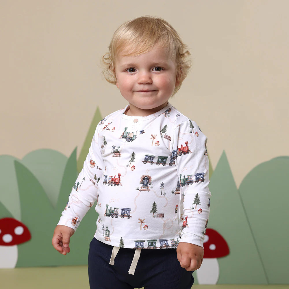 Trains Organic Long Sleeve Top