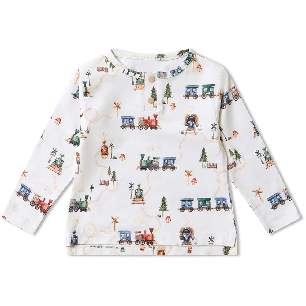Trains Organic Long Sleeve Top