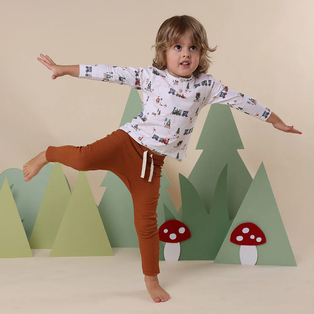 Trains Organic Long Sleeve Top