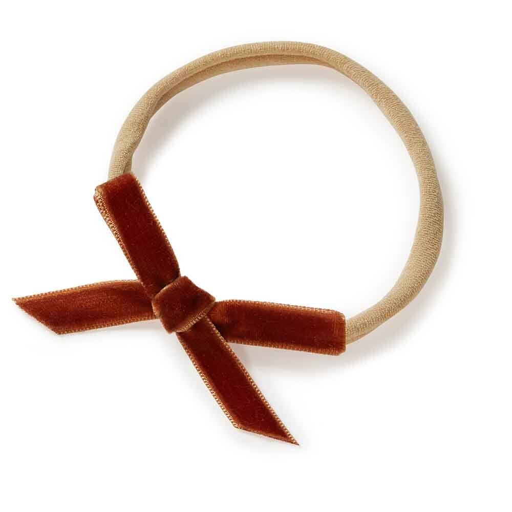 Baby Velvet Bow- Toffee