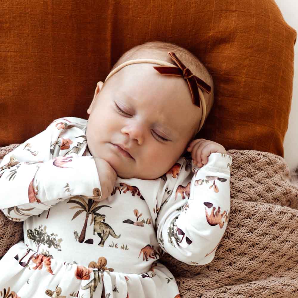 Baby Velvet Bow- Toffee