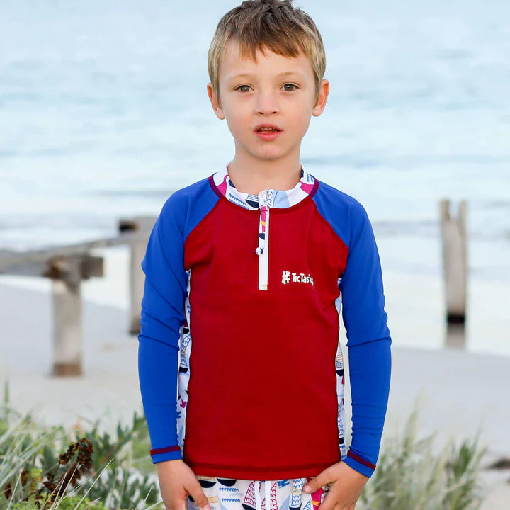 Boys Long Sleeve Rashguard- Yacht Club