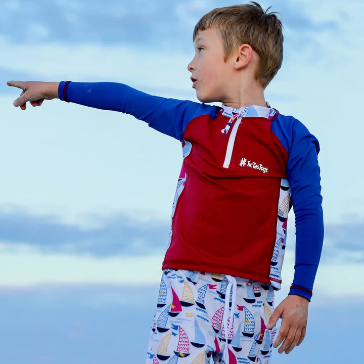 Boys Long Sleeve Rashguard- Yacht Club